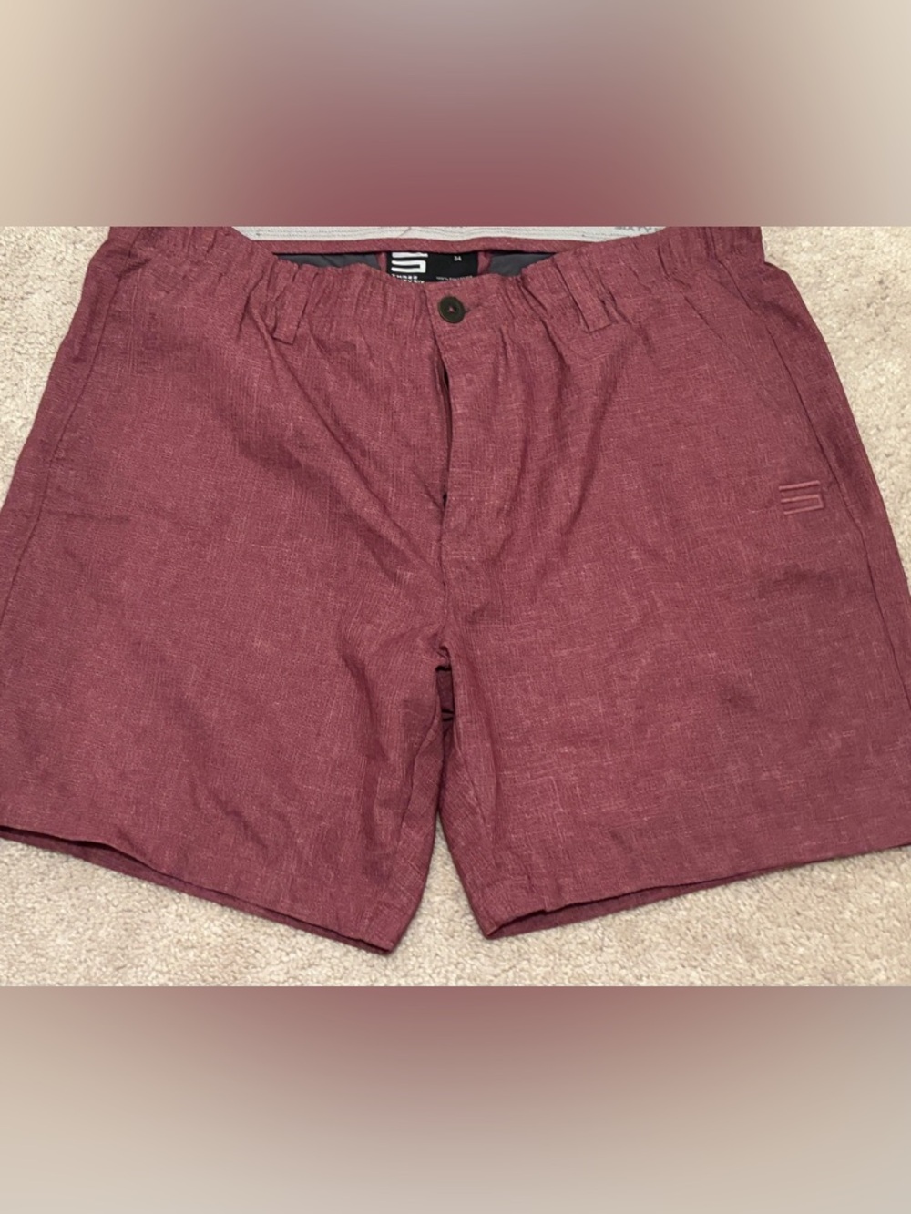 Three Sixty Six Men's 34 Maroon Golf Shorts Athletic Casual